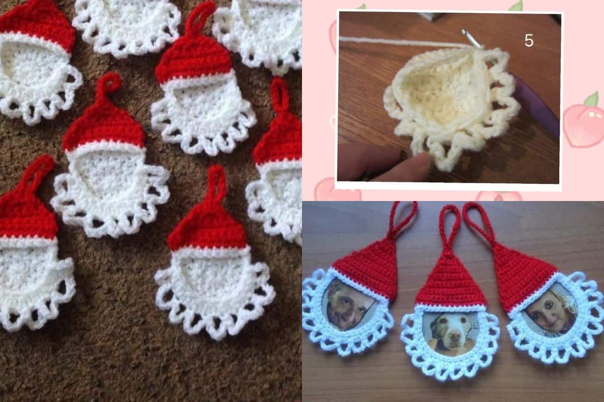 santas crochet picture holder 4