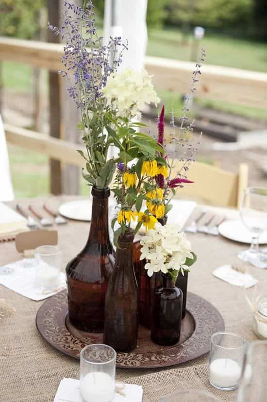wedding table decorations with bottles 9