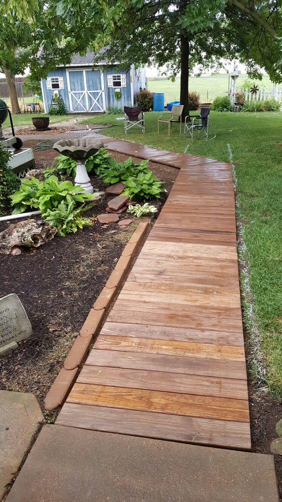 wooden walkway ideas for your garden 13